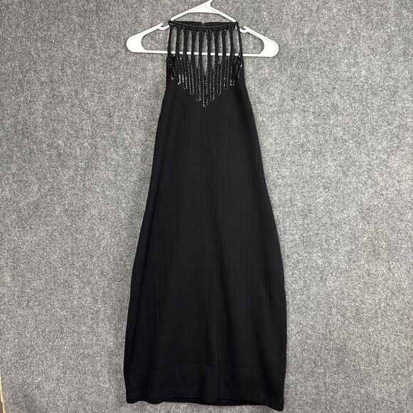 St. John Dresses & Skirts - ST JOHN Evening Dress Womens Size 10 Black Halter Knit Beaded Cocktail Party